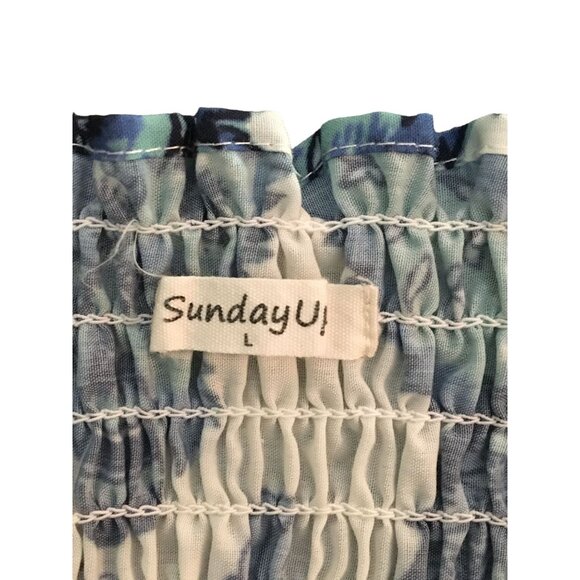 Floral Print Smocked Maxi Dress By SundayU  Large - Picture 6 of 6